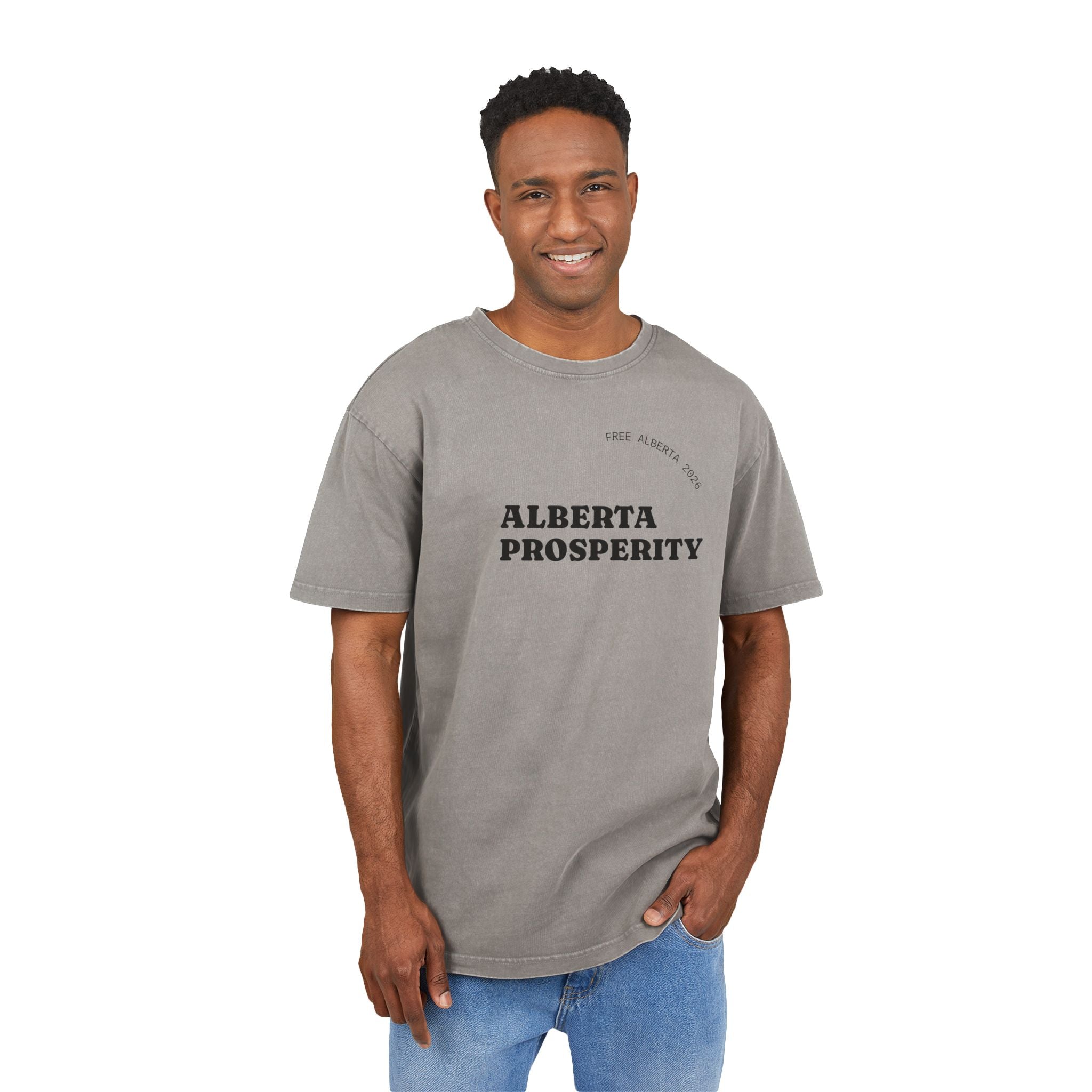 Men's Acid Washed Oversized Graphic Tee - ALBERTA PROSPERITY